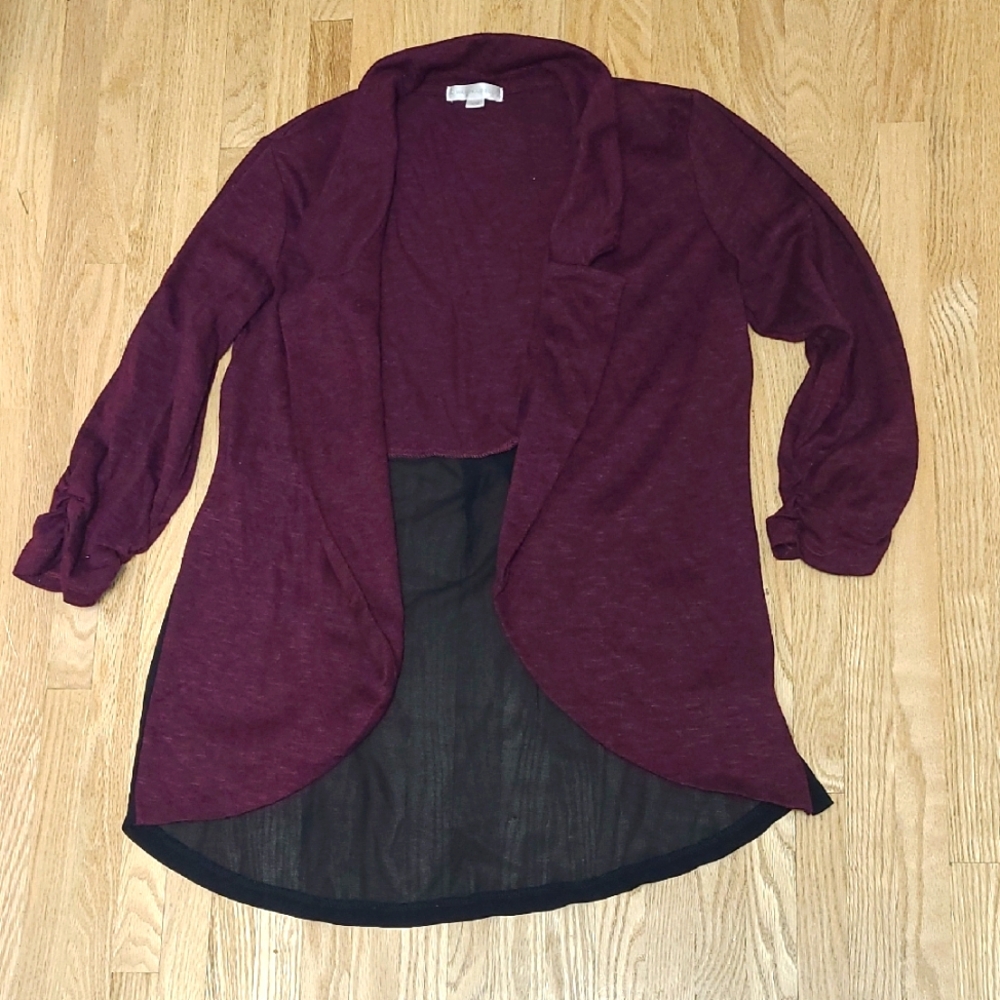 Warehouse Deep Burgundy Open Cardigan Blazer